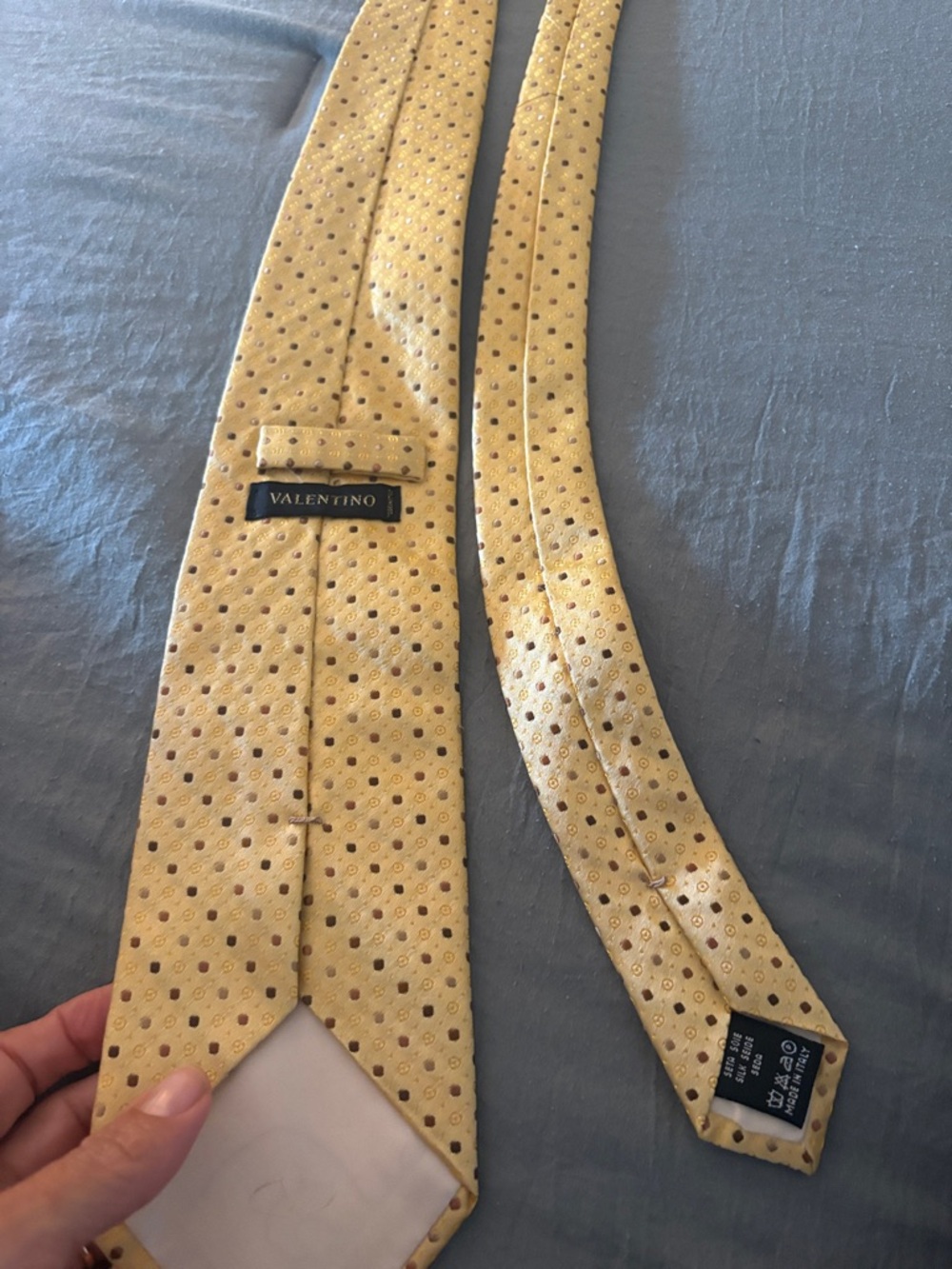 Valentino Yellow Silk Dot-Pattern Tie